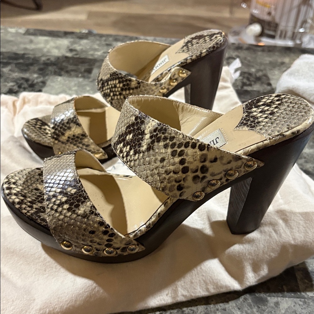Jimmy Choo Snake Print Platform Sandals - Picture 4 of 6